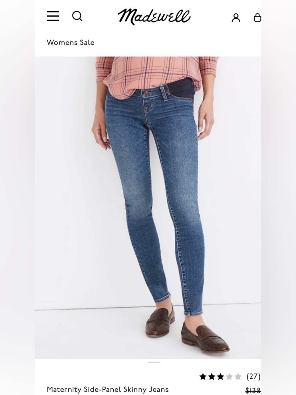 Madewell Skinny Maternity Jeans in Medium Blue Wash